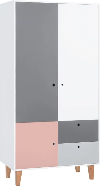 Armoire Vox 2-p Concept by VOX II blanc/blanc/graphite/gris/rose