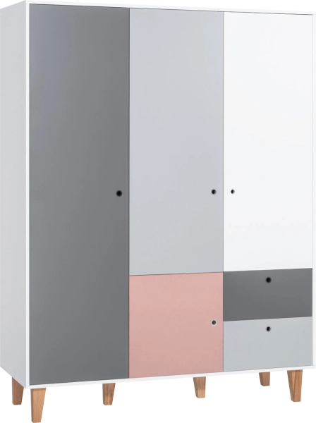 Armoire Vox 3-p Concept by VOX II blanc/blanc/graphite/gris/rose