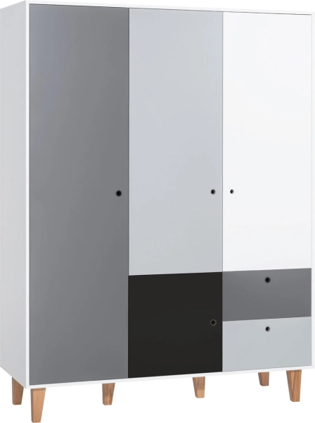 Armoire Vox 3-p Concept by VOX II blanc/blanc/graphite/gris/noir