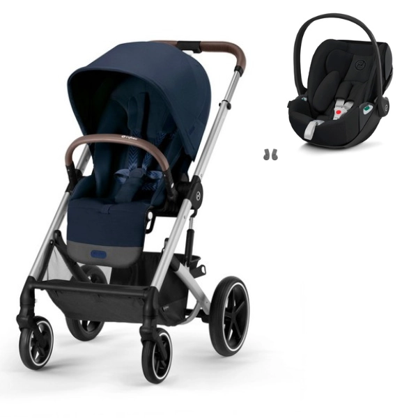 Poussette Cybex Balios S Lux - Châssis Silver/ Ocean Blue + Coque Auto Cloud T i-Fix - Sepia Black (2023)