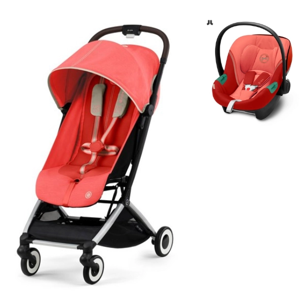 Poussette Cybex Orfeo + Coque Auto Aton S2 i-Size - Hibiscus Red