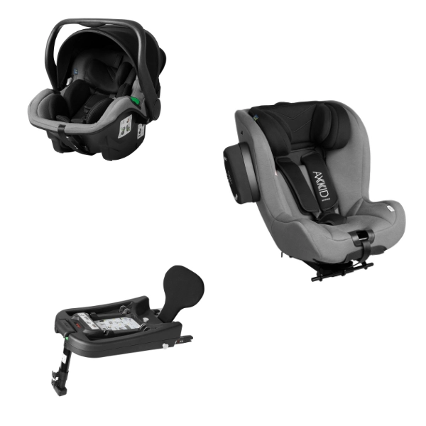 Système Modulaire Axkid Coque Auto EnviroBaby + Siège Auto EnviroKid + Base Isofix EnviroBase - Gris Granite