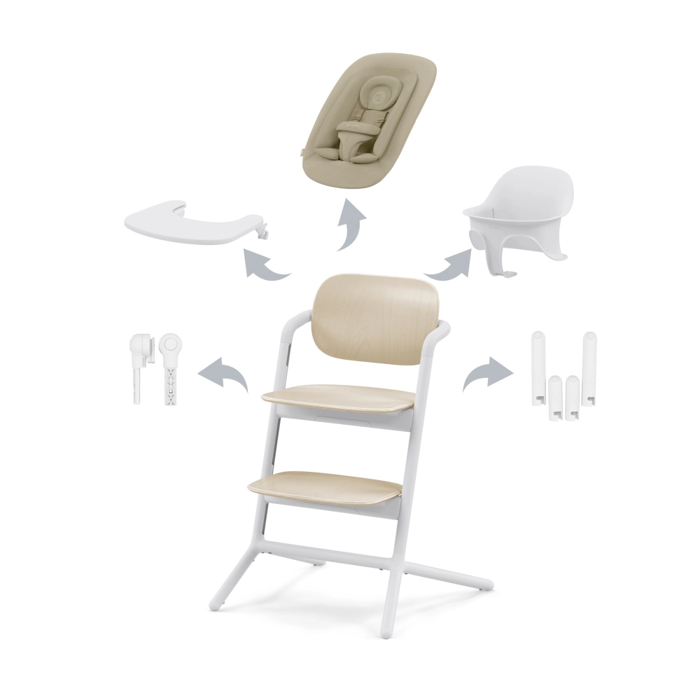 Chaise Haute Cybex Lemo 2 Set 4-en-1 + Transat - Sand White