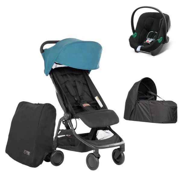 Poussette Mountain Buggy Nano V3 - Teal + Cocoon V2 + Coque Auto Cybex Aton B2 - Volcano Black