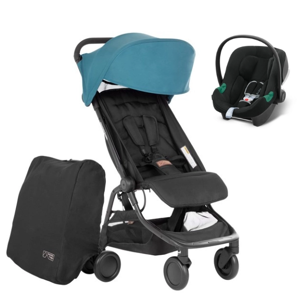 Poussette Mountain Buggy Nano V3 - Teal + Coque Auto Cybex Aton B2 - Volcano Black