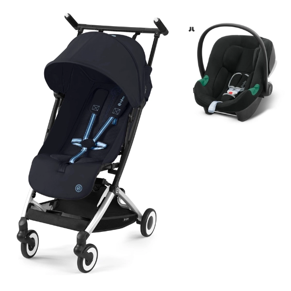 Poussette Cybex Libelle - Châssis Silver/ Dark Navy Blue + Coque Auto Aton B2 i-Size - Volcano Black