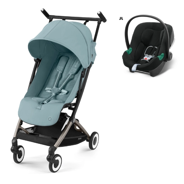 Poussette Cybex Libelle - Châssis Taupe/ Stormy Blue + Coque Auto Aton B2 i-Size - Volcano Black