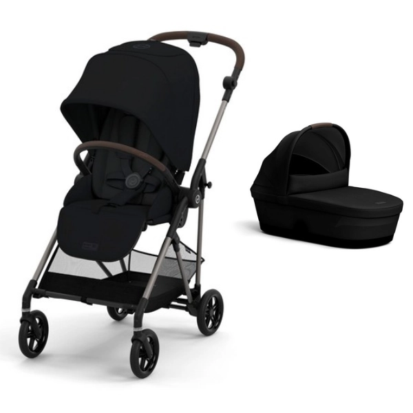 Poussette Cybex Melio 4 Châssis Taupe + Nacelle - Magic Black