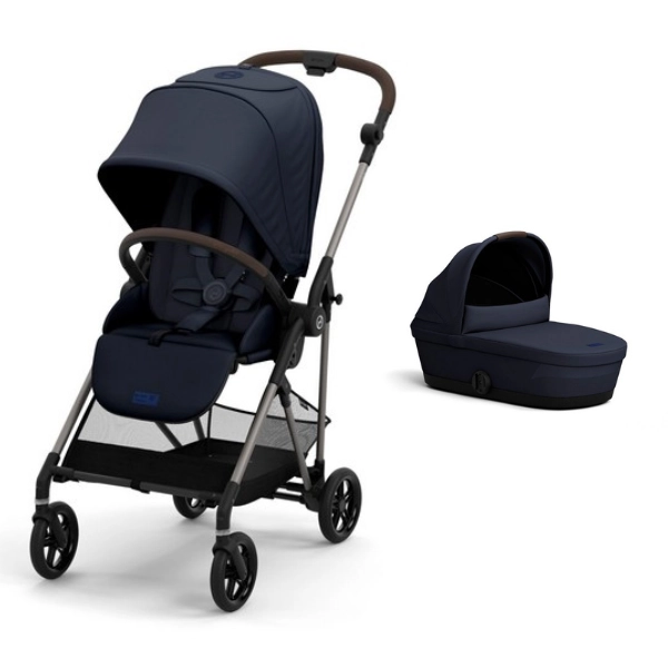 Poussette Cybex Melio 4 Châssis Taupe + Nacelle - Dark Blue