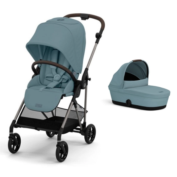 Poussette Cybex Melio 4 Châssis Taupe + Nacelle - Stormy Blue